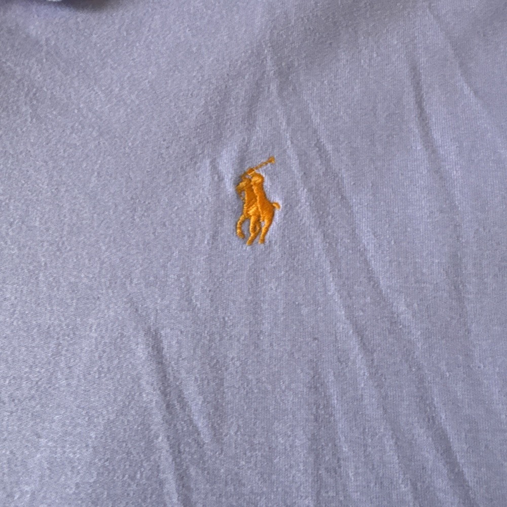Polo Ralph Lauren Mens XL Purple Short Sleeve Pique Polo Shirt Orange Pony Logo - Picture 3 of 4
